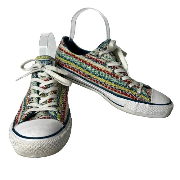 Converse CT Ox Woven Stripe Canvas Womens 8 Low Top Stripe Boho Blue White Red - Picture 9 of 11